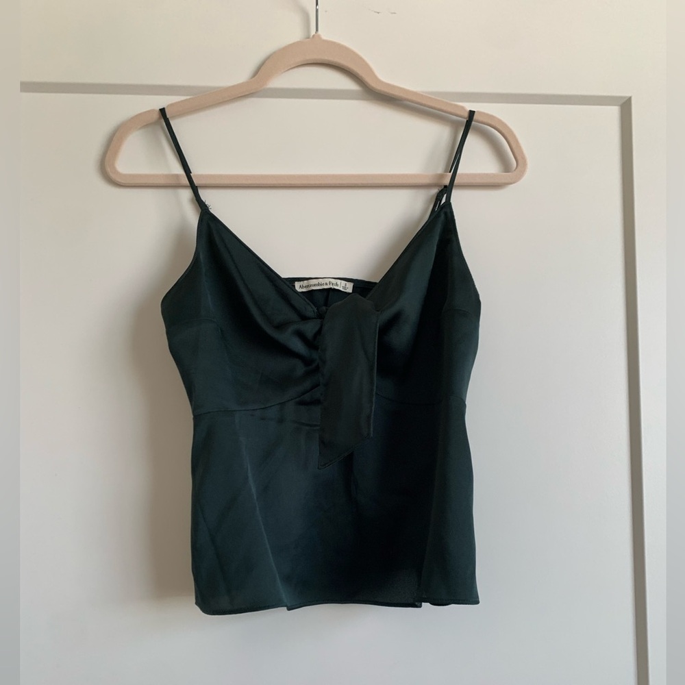 Abercrombie Satin Babydoll Cami -dark green size S